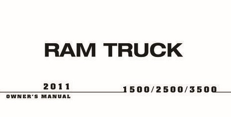 2011 RAM 1500/2500/3500 Owner's Manual