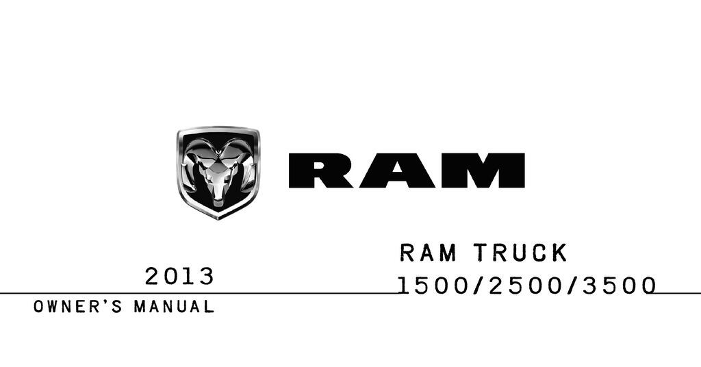 2013 RAM 1500/2500/3500 Owner's Manual