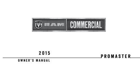 2015 RAM Promaster Owner's Manual